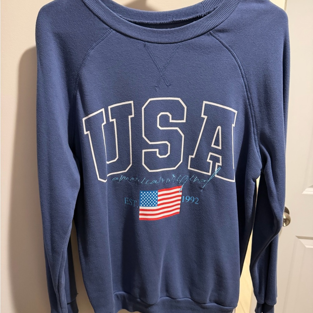 Zoe + Liv Navy Blue USA Graphic Crewneck Sweatshirt